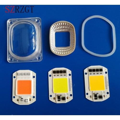 LED COB Grow Chip White Chip+Lens Reflector 50W 30W 20W 110V/220V For LED Flood Light DIY Outdoor light