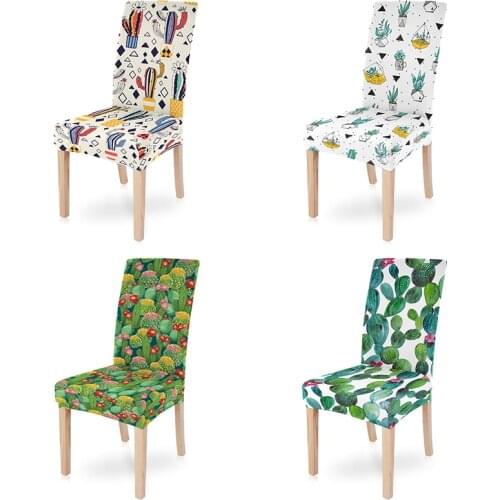 Universal Size Cactus Plant Elastic Chair Cover Removable Stretch Seat Covers Washable For Wedding Hotel Kitchen Living Room