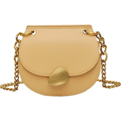 FASHIONS KZ 2019 New PU Women‘s Bag Trend Simple Casual Solid Color Chain Messenger Bag Shoulder Bag