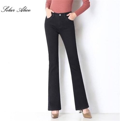 Free Shipping Womens Spring And Autumn 2021 New Micro-Flare Jeans, High Waist Stretch High Slimming, Plus Size Straight Casual