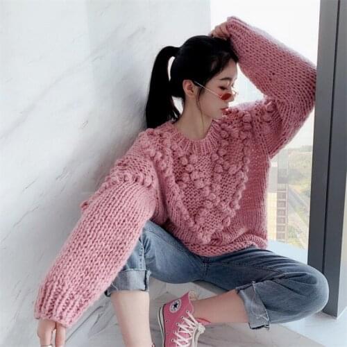Women Sweaters And Pullovers 2019 New Promotion Woman Sweater Loose Handmade Stick Needle 3d Stereo Set Head Lazy Wind Female
