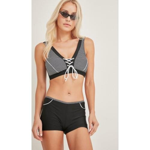 C & City Women Rallying Shorts Bikini Suit 3015 Black
