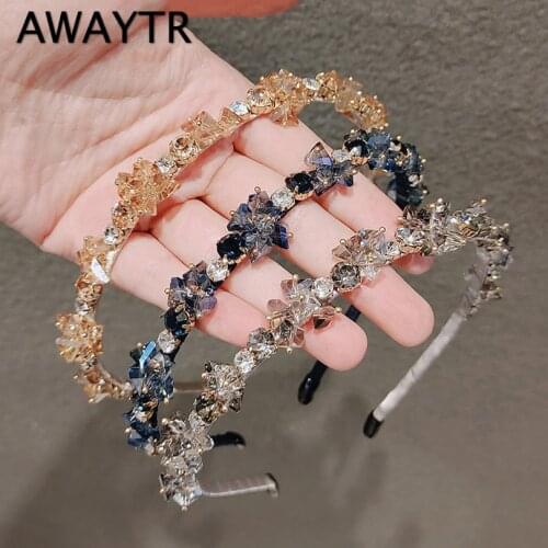 AWAYTR Pearl Crystal Rhinestones Headbands Girls Lovely Hair Hoop Hairbands Cute Sweet Shiny WomenHair Accessories