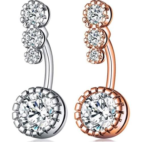 1PC 14G Belly Piercing Ring Zircon Navel Button Stud Crystal Stainless Steel for Woman Body Jewelry