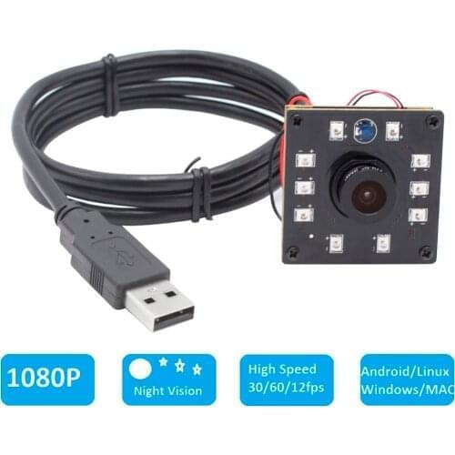 1080P CMOS OV2710 30/60/100fps High Speed Night Vision IR CUT Infrared Board PC USB Webcam Camera Module for Machine Vision