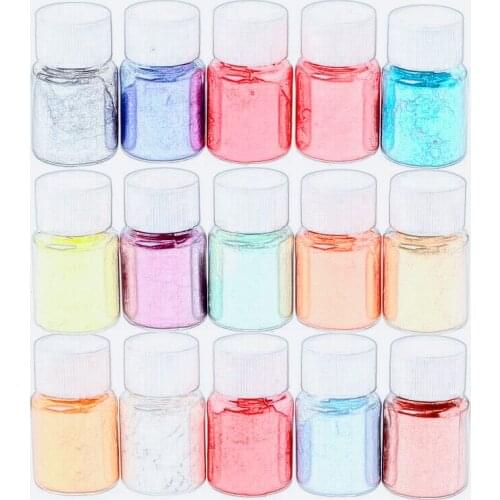 15Pcs/set Mica Powder Epoxy Resin Dye Pearl Pigment Natural Mica Mineral Powder DIY Accessories Jewelry Making Tools