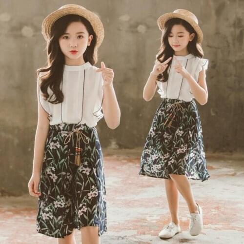 2019 Summer Children Outfits Girl Clothing Sets Kids Toddler Teen Girls Clothing Sets Blouse + Floral Pants 2 Piece Clothes Sets