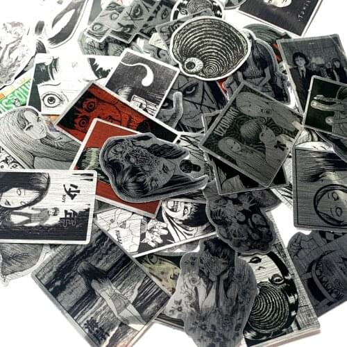 50pcs Horror JunJi Comic Sticker Itou Tomie Black and White Thriller DIY Waterproof Reflecting Series Decoration Toy Stickers