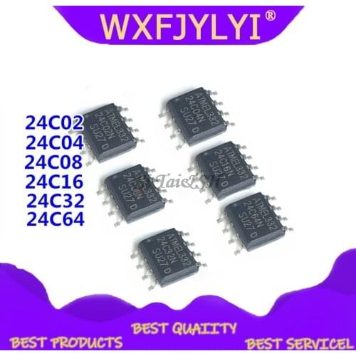 60pcs/lot New 24C02 24C04 24C08 24C16 24C32 24C64 SOP-8 EEPROM KIT 6value Each 10pcs
