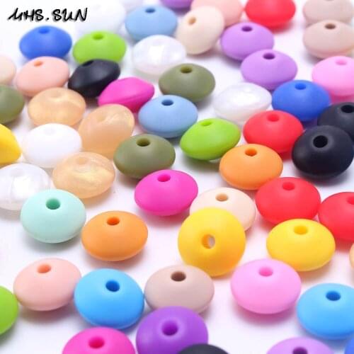 MHS.SUN 100% Food Grade Saucer Lentil Teething Silicone Beads Loose Little Spacer Beads For Nursing Baby Jewelry/Toy Accessories