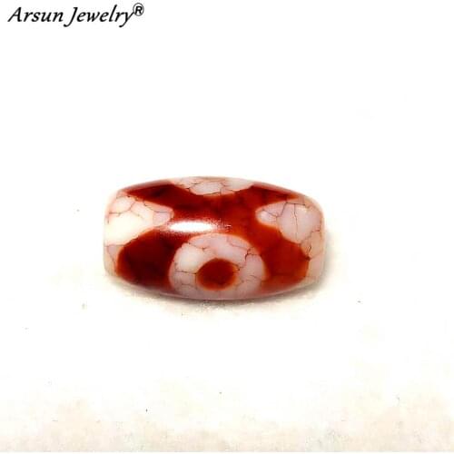 Old Red Agate Beads,Dragon 3 Eyes pattern DZI Beads,11*20mm,Red DZI Beads,High-end Amulet Jewelry DIY Free Shipping
