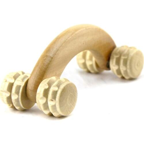 3 Styles Mini 4 Wheels Wooden Roller Massage Relaxation Body Arms Legs Foot Back Massager Lunar Rover Vehicle Roller Massage