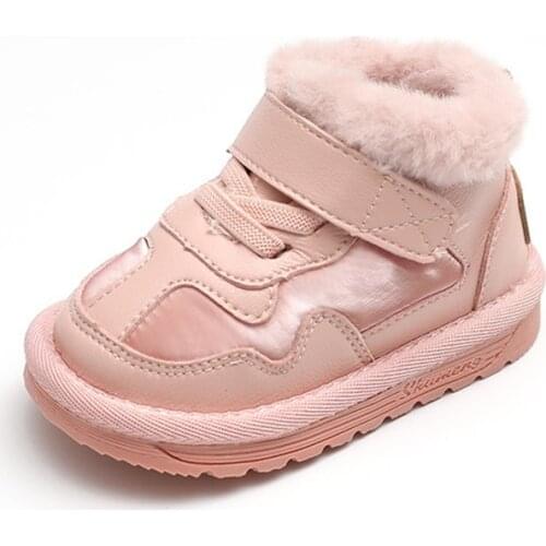Winter Children Snow Boots Unisex Leather Waterproof Toddler Boys Girls Shoes Warm Cotton Kids Sneakers Soft Bottom Baby Shoes