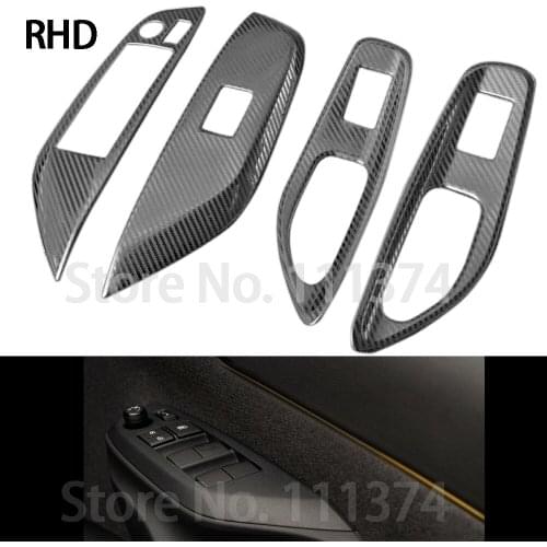 Chrome Window Switch Button Cover For Toyota Yaris Cross 2020 2021 Carbon Interior Door Armrest Frame Trim Accessories