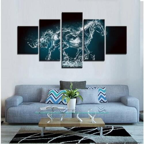 Animal Painting Horse Canvas Prints Picture Abstract Running Horse Oil Painting Wall Art Home Decor Poster 5 pieces