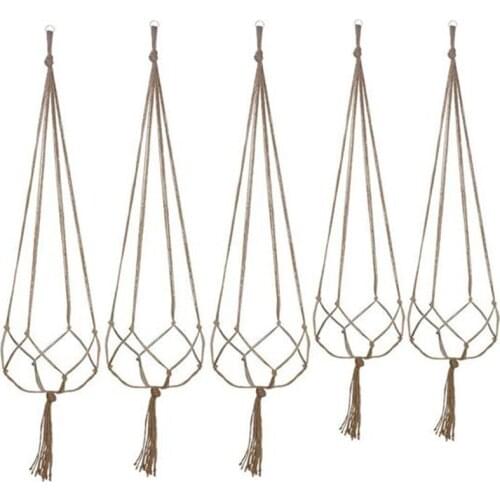 Lace Plant Hanger, Plant Potted Cotton Rope Hanger Flower Pot Terrace Deck Ceiling Hanging Plant Stand (5 Sets)-ABUX