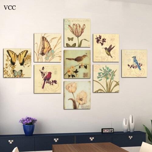 9 Piece Canvas Art Birds Flowers Picture,Paintings On The Wall,Wall Art Canvas Painting,Wall Pictures For Living Room,Wall Decor