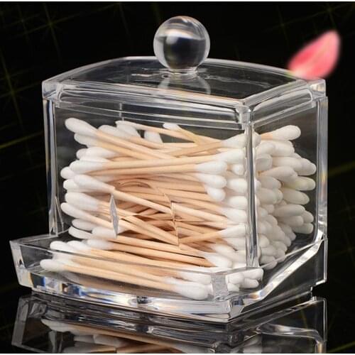 Square Q-Tips Cotton Swabs Holder Transparent Cotton Swabs Storage Stand Rack Organizer Box Cosmetic Makeup Case