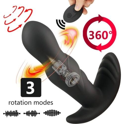 Prostate Massager for Man 360 Rotation Dildo Vibrator Male Butt Anal Plug Anus Remote Control Sex Toys for Adult Men Stimulation