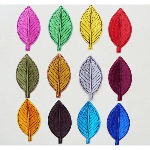 Fashion 12 Style Leaf Embroidery Cheap Iron On Patches For Clothing Jeans Jacket Cap Coat Applique Badge DIY Dresses Accessories
