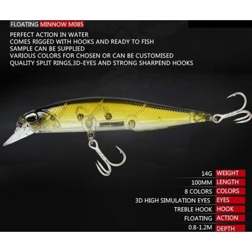 8Pcs Minnow Fishing Lures Set 14g 110mm 0.8-1.2 Depth Full swimming layer Long Casting Minnow Floating Hard Bait Lure