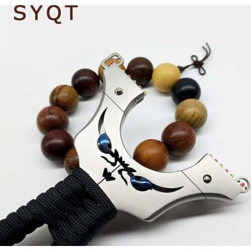 Stainless Steel Ligh Power Outdoor Hunting Sling With Fiber Optic Sight And Sweat Rope, Slingshot Fired With Flat Rubber Band