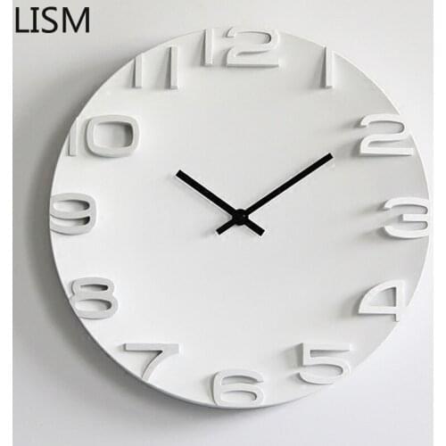 Wall Clock Modern Design Living Room Decor 3D Stereo Digital Wall Clock Silent Round Quartz Clock Reloj Pared Decorativo