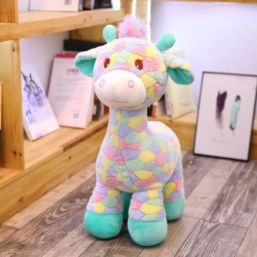 NEW Colorful Deer Doll Cute Giraffe Plush Toy Plush Pillow Gift Stuffed Animal Toy Sofa Back Cushion Children Baby Birthday Gift