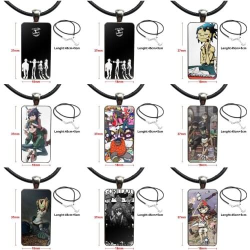 Demon Days Gorillaz Alternative Dance For Women High Quality Girls Glass Cabochon Pendant Necklace Rectangle Fashion Necklace