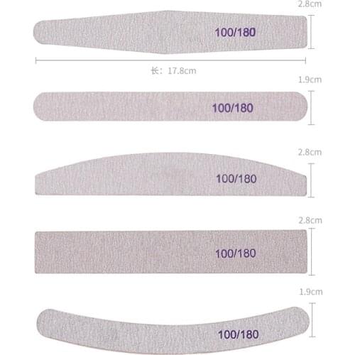 5Pcs/Lot Nail File 100/180 Sanding Buffer Block Pedicure Manicure Buffing Polish Beauty Tools Professional Nail Files Grey