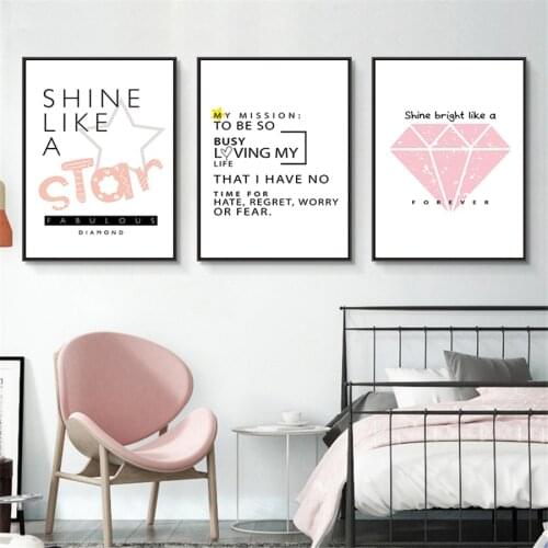 Posters and Print Inspirational Quotes Canvas Art Painting Ampersand Diamond Wall Art Modern Wall Pictures for Living Room Decor