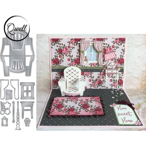 QWELL Bedroom Chair Desk Window Mirror 3D Metal Cutting Dies for Scrapbooking and Card Making Paper Embossing Craft New 2019