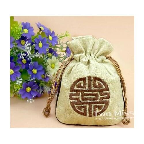 Multicolor Random Mixed Hemp Jewelry Packaging Pull Pouch Walnut Bag Coin Purse Christmas Gift Box Sachet Wallet For Loose Pearl