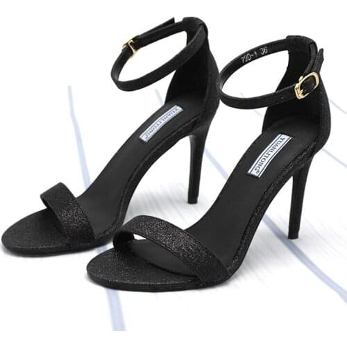 One-button buckle open toe super high heel sandals 2019 summer new fashion wild star with the same paragraph stiletto shoes