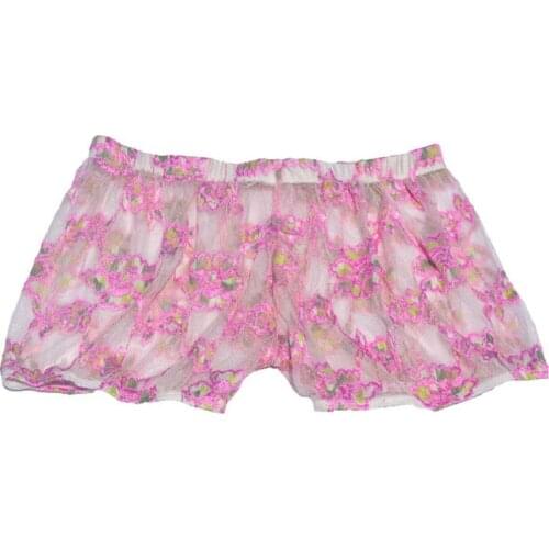 Sexy mens underwear boxers shorts male gauze breathable transparent pink flora print boxer panties