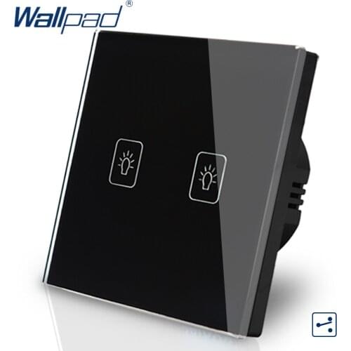 2 Gang 2 Way 3 Way EU European Touch Switch 110V-240V Wallpad Black Temepred Glass Touch Panel Switches EU 2 Gang Free Shipping