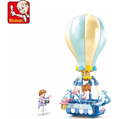 Sluban Happy Diary Serie Building Block 124pcs B0863 Sightseeing Hot Air Balloon Assembled Model Brick Children Toy Girl Gift