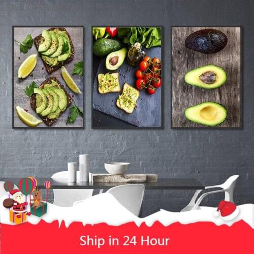 Toasts with Avocado Fig Fruits Canvas Paintings Art Nordic Decorative Poster for Living Room Diner Room Kitchen Decor