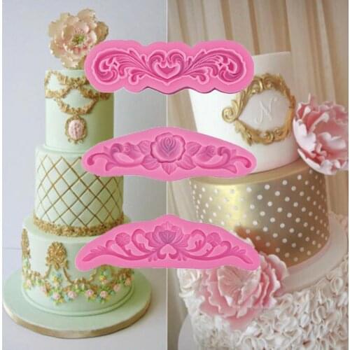 Vintage Flower Vine Embossed Lace Stamper Mold Fondant Flower Molds Lace Silicone Candy Cupcake Decorating Chocolate Cake C4J8