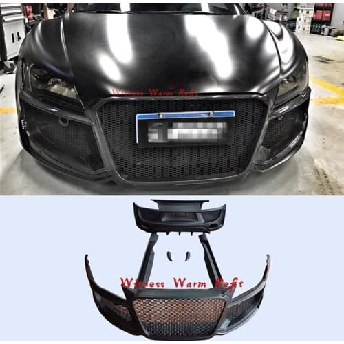 High quality FRP Unpainted / Carbon Fiber Car body kits Front bumper Rear bumper Side skirts Car Styling For Audi R8 Body Kit