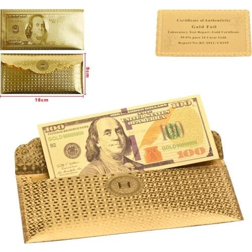 WR Luxury Home Decor Gold Banknote Quality World Money For Souvenirs Unique Fake Money Worth Collection Original Size