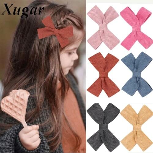 Xugar Solid Color Bowknot Hair Clip for Child Hair Accessories Hairpins Barrettes Hairgrip Headwear Girls Sweet Hairpins