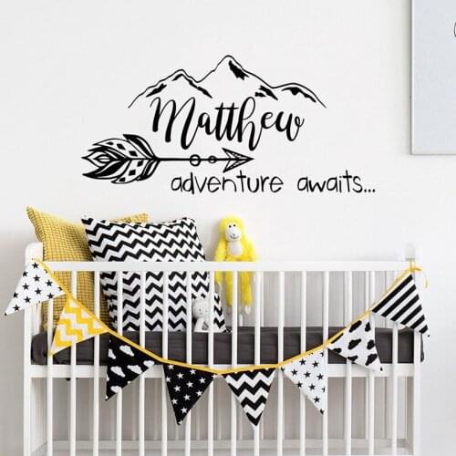 YOYOYU Arrow Mountan Vinyl Wall Sticker Kids Room Personalized Custom Name Decal Nursery Bedroom Home Decoration Poster ZX441