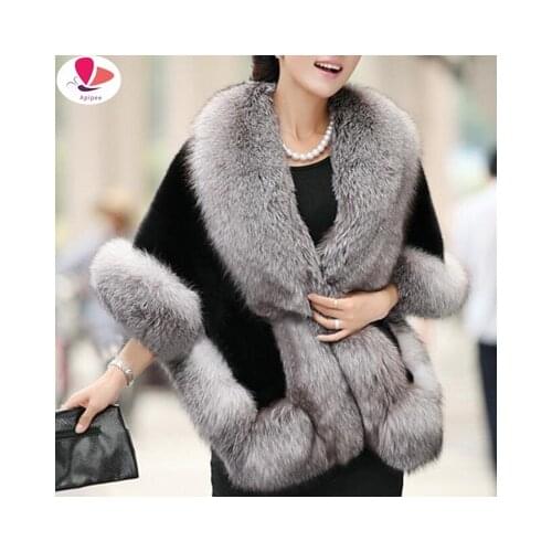 2021 Winter Leather Grass Fox Fur Mink Rabbit Fur Poncho Cape Bridal Wedding Dress Shawl Cape Women Vest Fur Coat