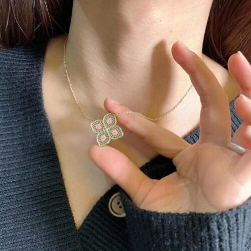 HIBRIDE Elegant Fashion Cubic Zircon Trendy Geometric Necklace For Women Wedding Accessories Dubai Pendant Necklace N-1347