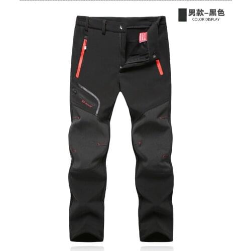 Winter Fleece Waterproof Men Pants Thick Outdoor Sport Climbing Trousers for Men Clothing Warm Elastic Waist Mens Work Pants
