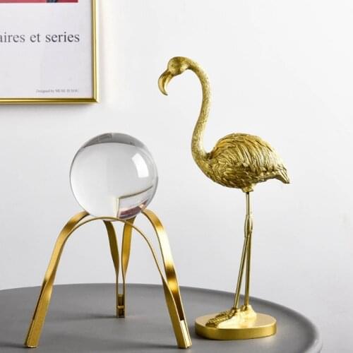 Home Furnishing Golden Luxury Modern Metal Crystal Ball Crafts Ornament Living Room Home Art Decoration Accessories