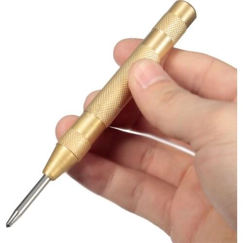 1 Pc 5 Inch Automatic Center Pin Punch Spring Loaded Marking Starting Holes Tool Woodworking Herramientas Center Drill Bit Tools