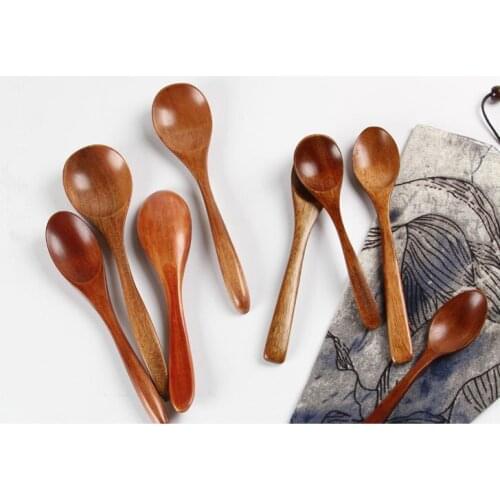 1PC Natural Wood Spoon Kitchen Accessories Eco-Friendly Tableware Dining Soup Tea Honey Coffee Spoon MF 001