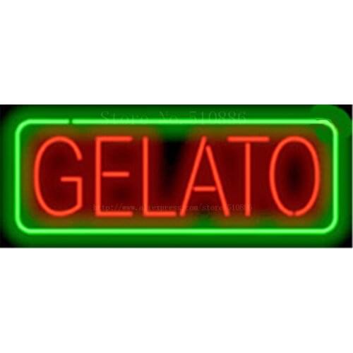 17*14" Gelato NEON SIGN REAL GLASS BEER BAR PUB LIGHT SIGNS store display Restaurant Shop food drink Advertising Lights
